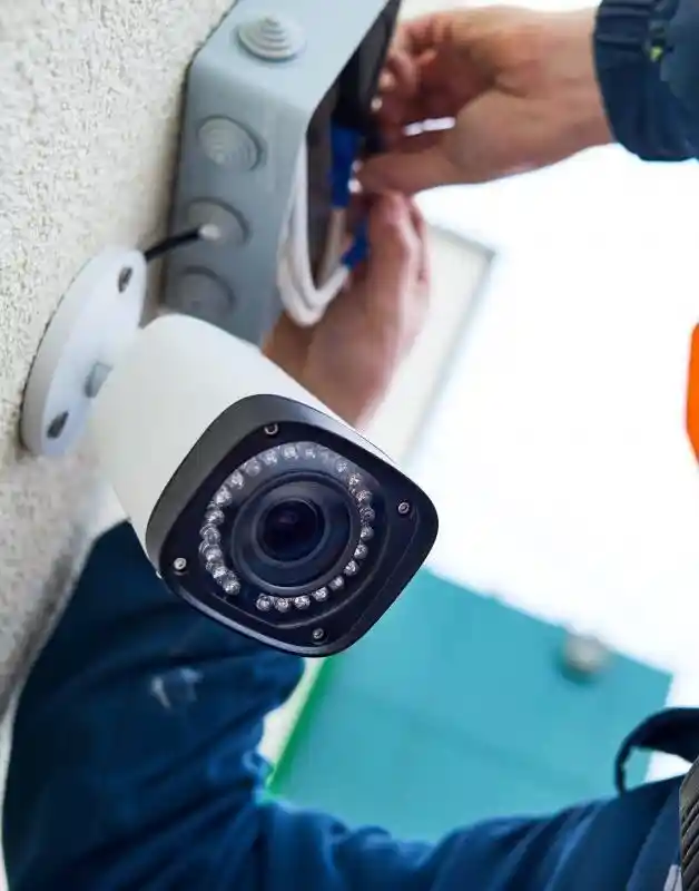 Outdoor and indoor CCTV surveillance camera installed for security monitoring in UAE