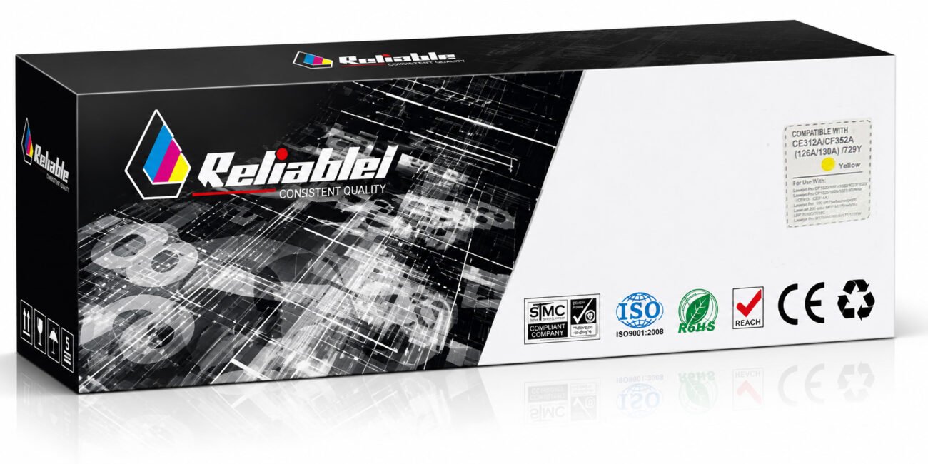 Reliable box of HP 126A / 130A Yellow compatible toner cartridge CE312A / CF352A / 729Y