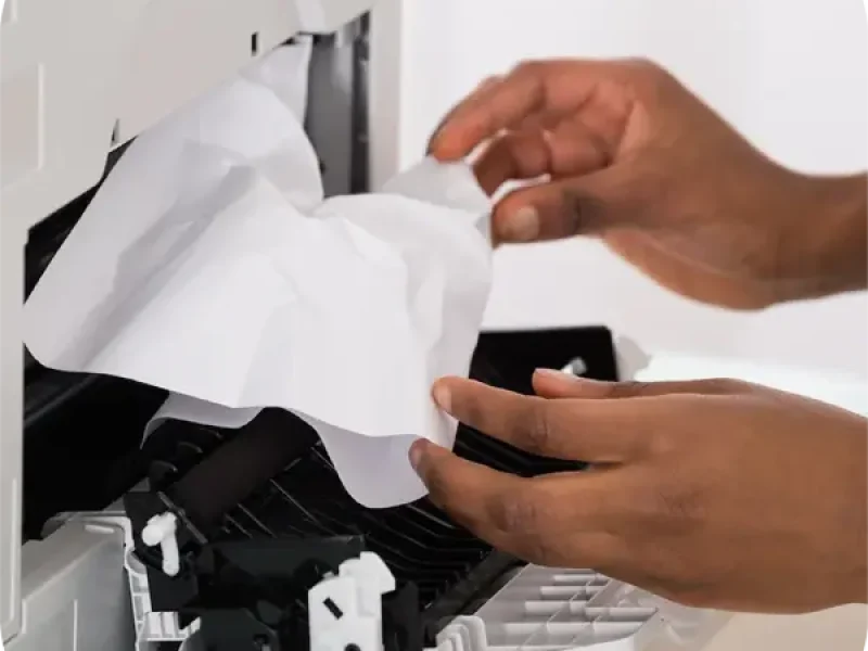 Professional printer repair service technician fixing an office printer in UAE